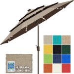 Solar LED Patio Umbrella, 80-Light Acrylic Market Umbrella with Crank and Tilt - Mushroom / 10FT Single Vent