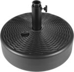 Round Fillable Patio Umbrella Base, Water or Sand Stand for 6–10 ft Umbrellas - 60LB Rattan Pattern