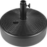  Round Fillable Patio Umbrella Base, Water or Sand Stand for 6–10 ft Umbrellas - 60LB Rattan Pattern