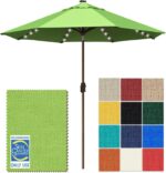 Solar LED Patio Umbrella, 80-Light Acrylic Market Umbrella with Crank and Tilt - Forest Green / 10FT Triple Vents