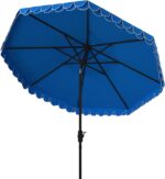 9 ft Valance Patio Umbrella, Polyester Market Umbrella with Crank and Auto Tilt - White/Black