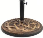 Round Heavy Duty Patio Umbrella Base, Resin Concrete Stand for 1.5–2 in Poles