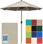 Solar LED Patio Umbrella, 80-Light Acrylic Market Umbrella with Crank and Tilt - Chestnut / 10FT Triple Vents