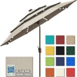 Solar LED Patio Umbrella, 80-Light Acrylic Market Umbrella with Crank and Tilt - Macaw Green / 9FT Triple Vents