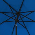 9 ft Valance Patio Umbrella, Polyester Market Umbrella with Crank and Auto Tilt - Navy/White