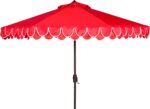 9 ft Valance Patio Umbrella, Polyester Market Umbrella with Crank and Auto Tilt - Yellow/White