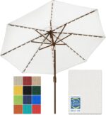 Solar LED Patio Umbrella, 80-Light Acrylic Market Umbrella with Crank and Tilt - Taupe / 9FT Single Vent