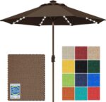 Solar LED Patio Umbrella, 80-Light Acrylic Market Umbrella with Crank and Tilt - Sunflower Yellow / 9FT Triple Vents
