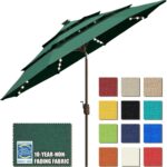 Solar LED Patio Umbrella, 80-Light Acrylic Market Umbrella with Crank and Tilt