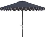 9 ft Valance Patio Umbrella, Polyester Market Umbrella with Crank and Auto Tilt
