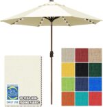 Solar LED Patio Umbrella, 80-Light Acrylic Market Umbrella with Crank and Tilt