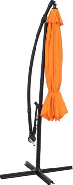 9.5 ft Cantilever Patio Umbrella, Vented Polyester Canopy with Crank and Cross Base