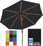 Solar LED Patio Umbrella, 80-Light Acrylic Market Umbrella with Crank and Tilt