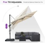 Square Cantilever Patio Umbrella, 360-Degree Rotating Offset Umbrella with Aluminum Frame - Grey / 8' X 8' / Left-right Tilt