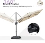 Square Cantilever Patio Umbrella, 360-Degree Rotating Offset Umbrella with Aluminum Frame - Grey / 10' X 10' / Left-right Tilt（LED）