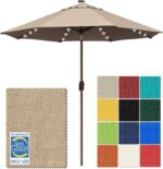 Solar LED Patio Umbrella, 80-Light Acrylic Market Umbrella with Crank and Tilt - Black / 9FT Triple Vents