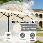 15 ft Replacement Canopy, 12-Rib Polyester Top Cover for Double-Sided Patio Umbrellas - Blue