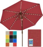 Solar LED Patio Umbrella, 80-Light Acrylic Market Umbrella with Crank and Tilt - Royal Blue / 10FT Single Vent