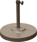 50 lb Round Concrete Patio Umbrella Base, White Steel Stand for 1.5 in Poles