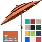 Solar LED Patio Umbrella, 80-Light Acrylic Market Umbrella with Crank and Tilt - Teal / 9FT Triple Vents
