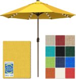 Solar LED Patio Umbrella, 80-Light Acrylic Market Umbrella with Crank and Tilt - Fern / 10FT Single Vent