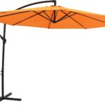  9.5 ft Cantilever Patio Umbrella, Vented Polyester Canopy with Crank and Cross Base - Tangerine