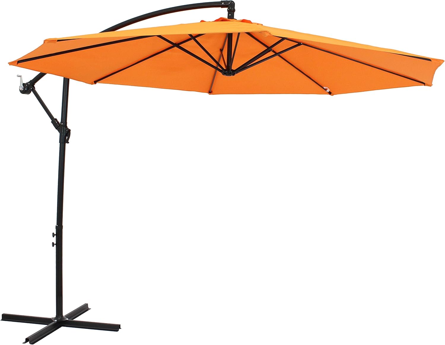 71pfKHWBb8L._AC_SL1500 9.5 ft Cantilever Patio Umbrella, Vented Polyester Canopy with Crank and Cross Base - Tangerine