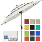 Solar LED Patio Umbrella, 80-Light Acrylic Market Umbrella with Crank and Tilt - Teal / 10FT Single Vent