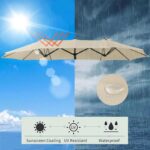 15 ft x 9 ft Replacement Canopy, 12-Rib Polyester Cover for Double-Sided Patio Umbrellas - White