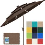 Solar LED Patio Umbrella, 80-Light Acrylic Market Umbrella with Crank and Tilt - Macaw Green / 10FT Single Vent