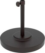 50 lb Round Concrete Patio Umbrella Base, White Steel Stand for 1.5 in Poles