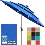 Solar LED Patio Umbrella, 80-Light Acrylic Market Umbrella with Crank and Tilt - Rust / 10FT Triple Vents