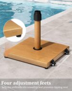 45 lb Patio Umbrella Base with Wheels, Pre-Filled Concrete Stand for 6–12 ft Umbrellas