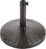 Round Bronze Patio Umbrella Base, Resin Concrete Stand for Up to 1.9 in Poles