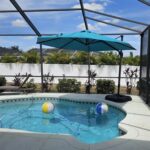 Square Cantilever Patio Umbrella, 360-Degree Rotating Offset Umbrella with Aluminum Frame - Navy Blue / 11.5' X 11.5' / Telescopic