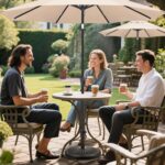Round Bronze Patio Umbrella Base, Resin Concrete Stand for Up to 1.9 in Poles