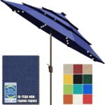 Solar LED Patio Umbrella, 80-Light Acrylic Market Umbrella with Crank and Tilt - Burgundy / 9FT Single Vent