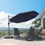 Square Cantilever Patio Umbrella, 360-Degree Rotating Offset Umbrella with Aluminum Frame - Grey / 10 Feet / Standard