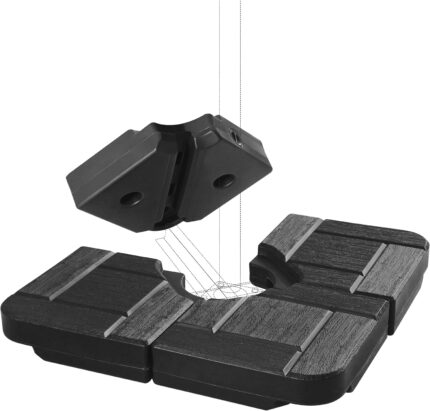 4-Piece 190 lb Fillable Cantilever Umbrella Base, Water or Sand Offset Stand - Black / 190LBS