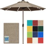 Solar LED Patio Umbrella, 80-Light Acrylic Market Umbrella with Crank and Tilt - Forest Green / 10FT Single Vent