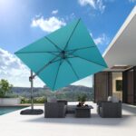 Square Cantilever Patio Umbrella, 360-Degree Rotating Offset Umbrella with Aluminum Frame - Terra / 10' X 10' / Standard