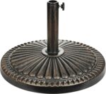Round Bronze Patio Umbrella Base, Resin Concrete Stand for Up to 1.9 in Poles - 40lb