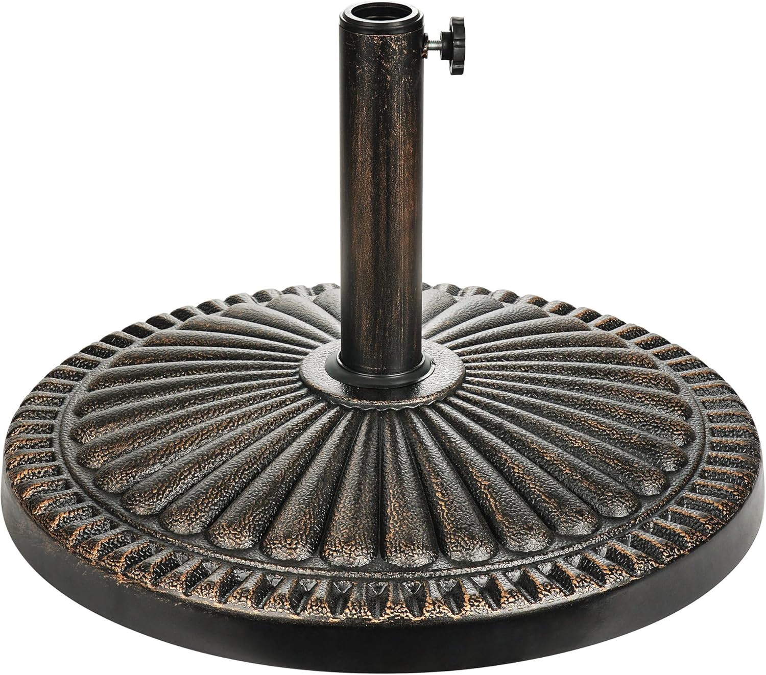 81EY-7dfg-L._AC_SL1500 Round Bronze Patio Umbrella Base, Resin Concrete Stand for Up to 1.9 in Poles - 40lb