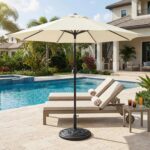 Round Heavy Duty Patio Umbrella Base, Resin Concrete Stand for 1.5–2 in Poles