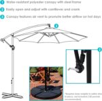 9.5 ft Cantilever Patio Umbrella, Vented Polyester Canopy with Crank and Cross Base - Sunshine