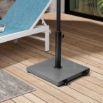 43 lb Square Patio Umbrella Base with Wheels, Pre-Filled Concrete Outdoor Stand