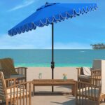 9 ft Valance Patio Umbrella, Polyester Market Umbrella with Crank and Auto Tilt - Red/White