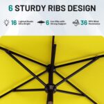 Rectangular Solar LED Patio Umbrella, 16-Light Vented Canopy with Crank Tilt - Navy / 12 Ft