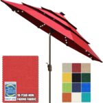 Solar LED Patio Umbrella, 80-Light Acrylic Market Umbrella with Crank and Tilt - Forest Green / 9FT Triple Vents