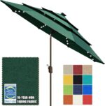 Solar LED Patio Umbrella, 80-Light Acrylic Market Umbrella with Crank and Tilt - White / 9FT Triple Vents
